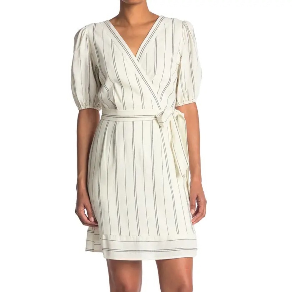 LONDON TIMES A-Line Blouson Sleeve Stripe Print Dress
